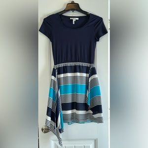 Max & Cleo Blue Striped Fit & Flare Dress